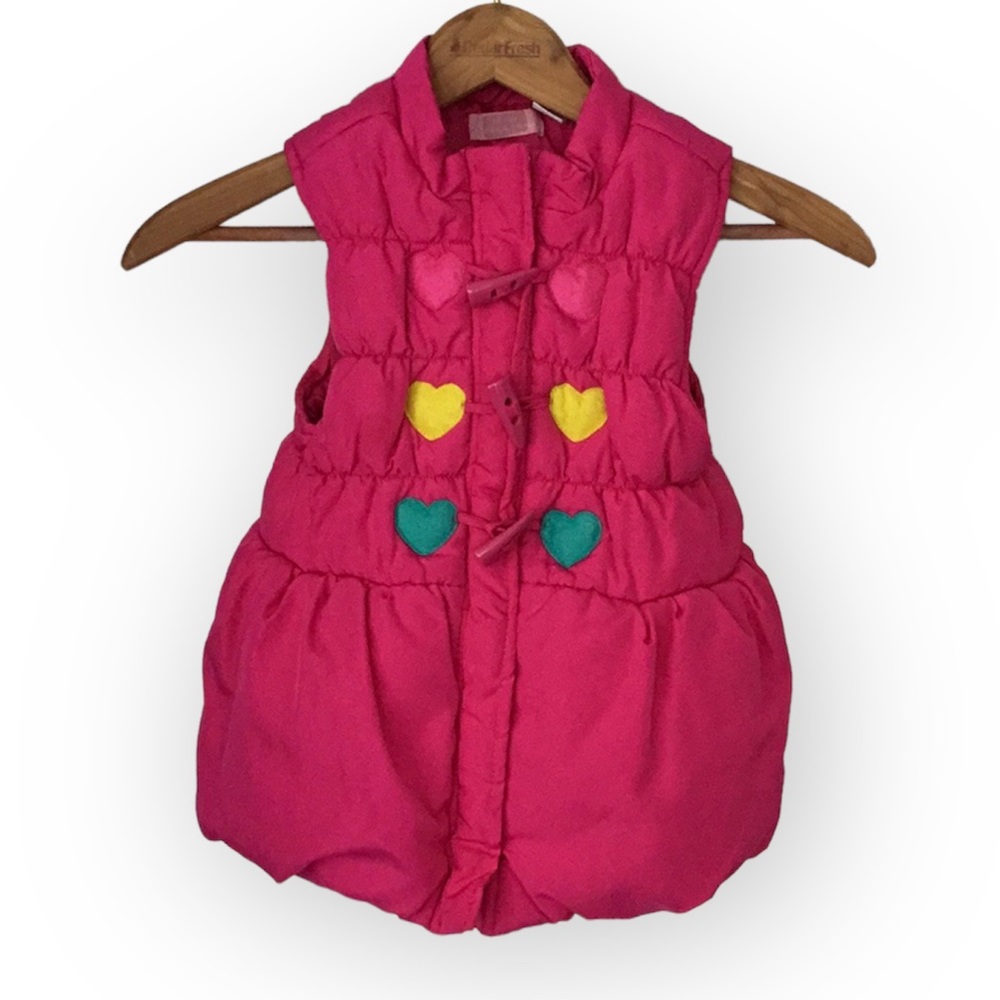 Pink Puffer Vest with Hearts by Kids Headquarters Size 6X
